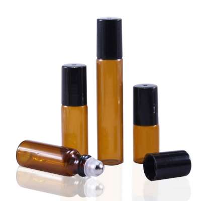 5 ml wholesale empty amber eye roll on glass bottle