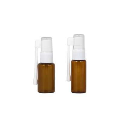 15ml wholesale amber glass vial bottle with plastic nasal sprayer for  Pharmaceutical liquid packing